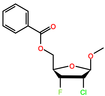 (image for) MC004219 Methyl 5-O-benzoyl-2-chloro-2,3-dideoxy-3-fluoro-D-ribofuranoside